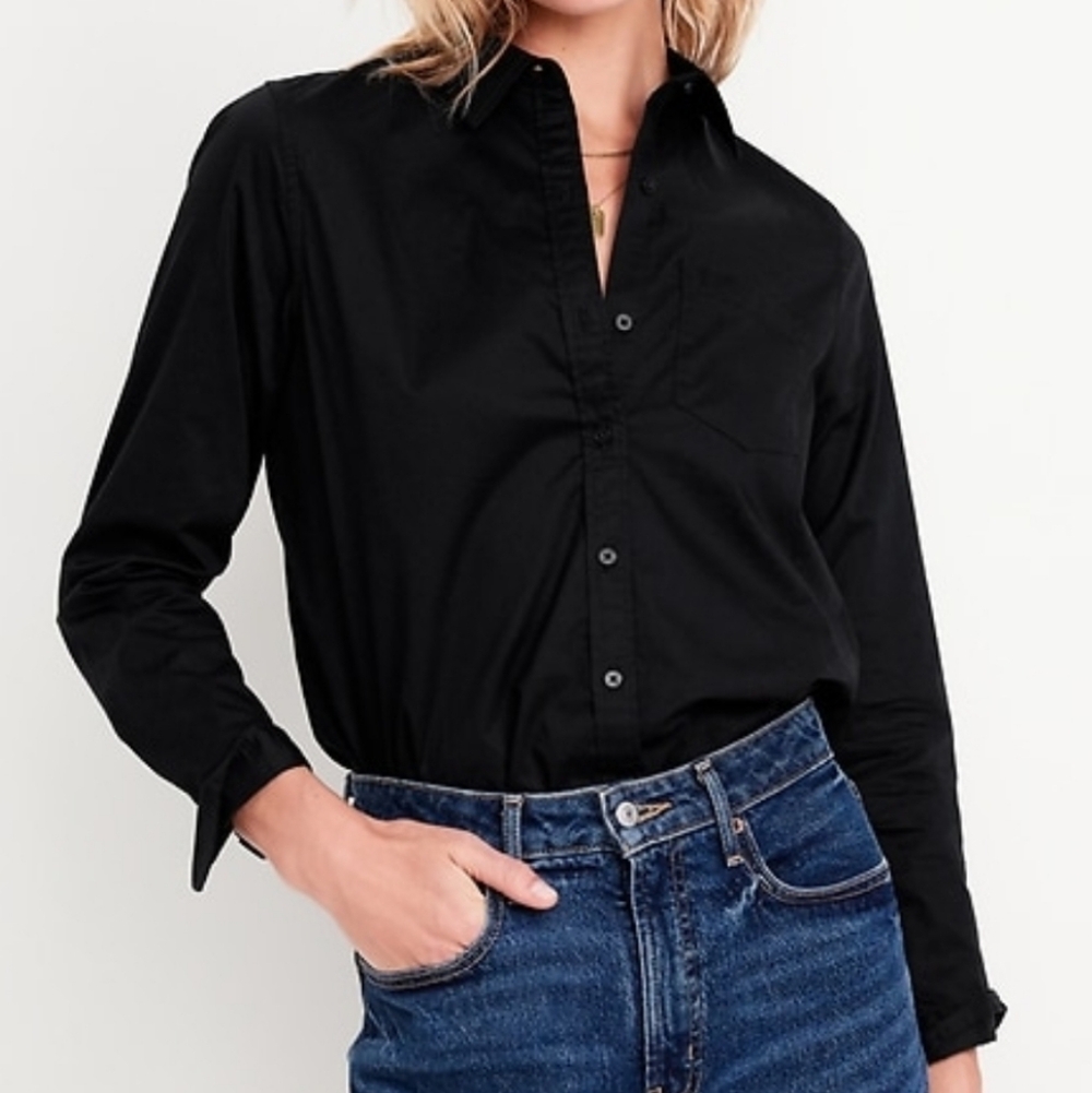 Old Navy Classic Button-Down Shirt Black Jack Size XL
